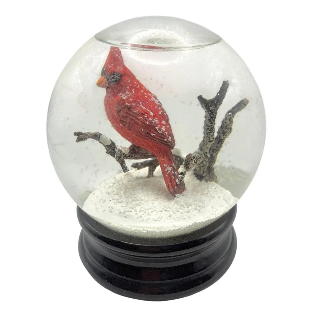 Gumps San Francisco Snow Globe Red Cardinal Bird Black Base 2012 Big Trike